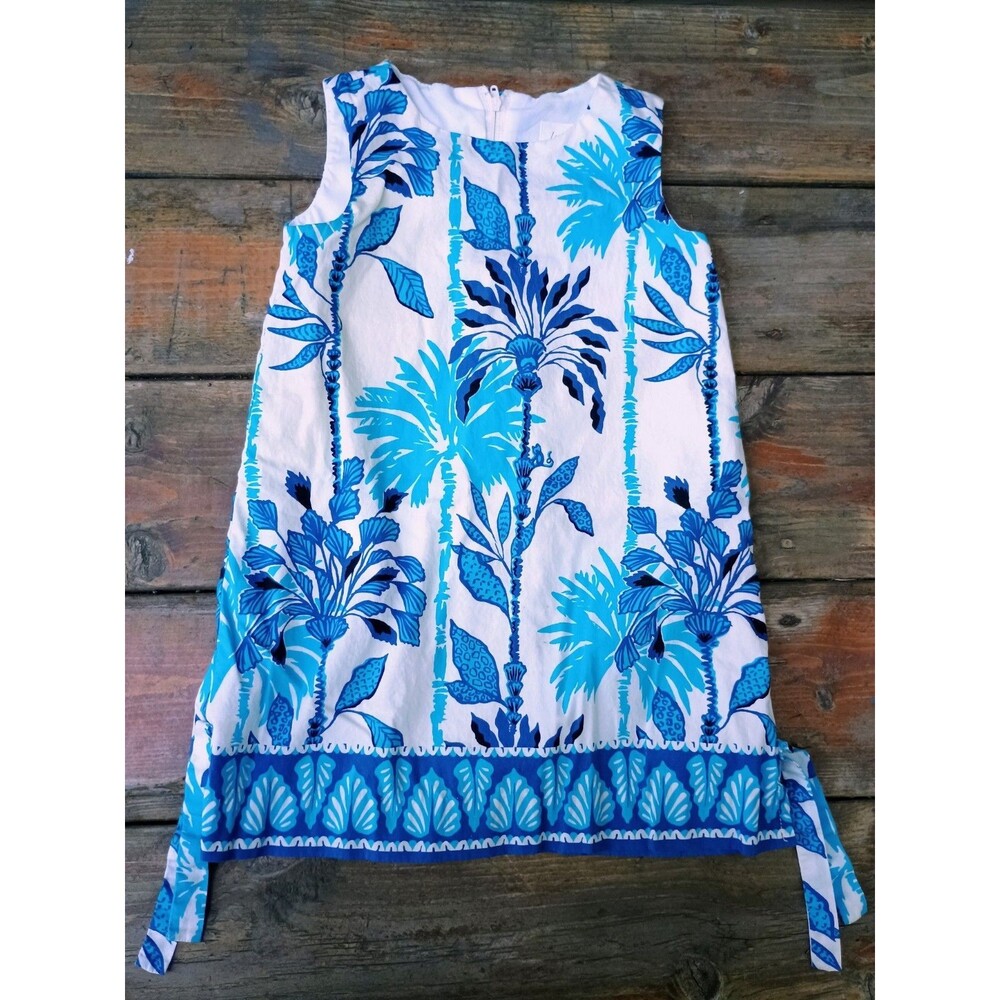 LILLY PULITZER SIZE 4 CLASSIC SHIFT DRESS *SWAYIN IN THE BREEZE* COCONUT BLUE